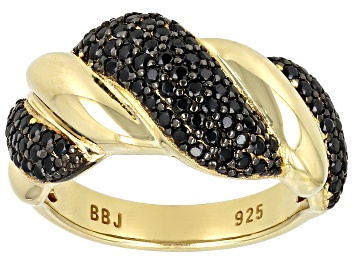 Picture of Black Spinel 18k Yellow Gold Over Sterling Silver Ring 0.72ctw