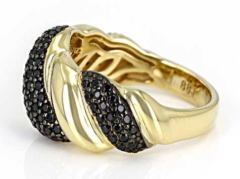 Black Spinel 18k Yellow Gold Over Sterling Silver Ring 0.72ctw