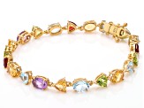 Multi Gemstone 18k Yellow Gold Over Sterling Silver Bracelet 11.70ctw