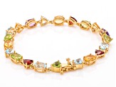 Multi Gemstone 18k Yellow Gold Over Sterling Silver Bracelet 11.70ctw