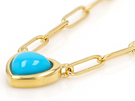Sleeping Beauty Turquoise 18k Yellow Gold Over Sterling Silver Necklace