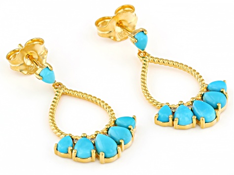 Blue Sleeping Beauty Turquoise 18k Yellow Gold Over Sterling Silver Earrings