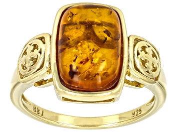 Picture of Amber 18k Yellow Gold Over Sterling Silver Ring