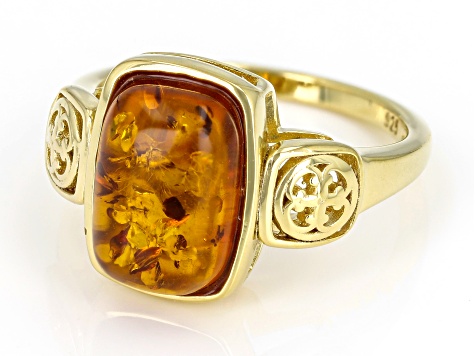 Amber 18k Yellow Gold Over Sterling Silver Ring