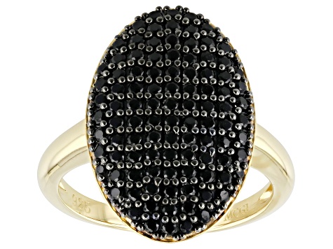 Black Spinel 18k Yellow Gold Over Sterling Silver Ring 1.05ctw