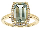 Prasiolite With White Zircon 18k Yellow Gold Over Sterling Silver Ring 3.87ctw