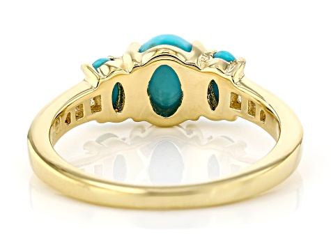 Blue Sleeping Beauty Turquoise With White Zircon 18k Yellow Gold