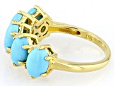 Blue Kingman Turquoise 18k Yellow Gold Over Sterling Silver Ring