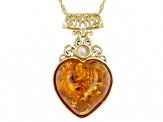 Amber With Rainbow Moonstone 18k Yellow Gold Over Sterling Silver Pendant With Chain