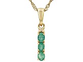 Zambian Emerald With White Diamond 18k Yellow Gold Over Sterling Silver Pendant With Chain 0.39ctw