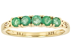 Zambian Emerald With White Diamond 18k Yellow Gold Over Sterling Silver Ring 0.44ctw