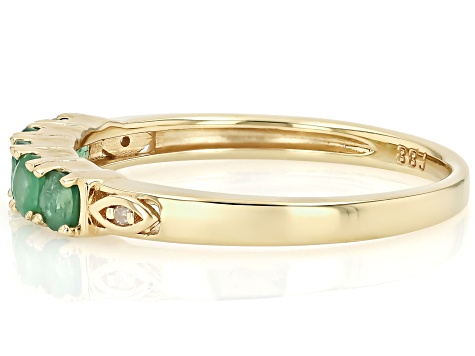 Zambian Emerald With White Diamond 18k Yellow Gold Over Sterling Silver Ring 0.44ctw