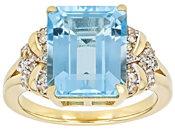 Picture of Sky Blue Topaz With White Zircon 18k Yellow Gold Over Sterling Silver Ring 6.59ctw