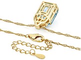Sky Blue Topaz With White Zircon 18k Yellow Gold Over Sterling Silver Pendant With Chain 6.50ctw