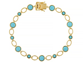 Sleeping Beauty Turquoise 18k Yellow Gold Over Sterling Silver Bracelet