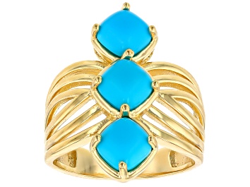 Picture of Sleeping Beauty Turquoise 18k Yellow Gold Over Sterling Silver Ring