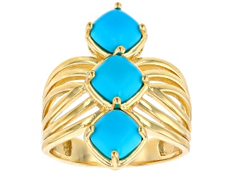 Sleeping Beauty Turquoise 18k Yellow Gold Over Sterling Silver Ring