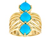 Sleeping Beauty Turquoise 18k Yellow Gold Over Sterling Silver Ring