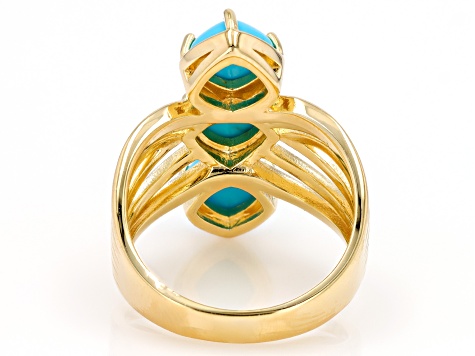 Sleeping Beauty Turquoise 18k Yellow Gold Over Sterling