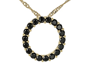 Picture of Black Spinel 18k Yellow Gold Over Sterling Silver Pendant With Chain 1.53ctw