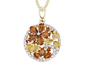 Madeira Citrine With White Zircon 18k Yellow Gold Over Sterling Silver Pendant With Chain 1.99ctw