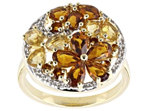 Madeira Citrine With White Zircon 18k Yellow Gold Over Sterling Silver Ring 1.99ctw