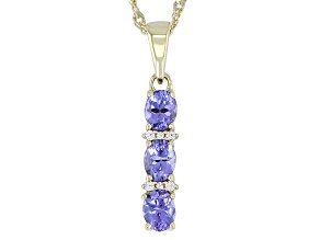 Tanzanite With White Zircon 18k Yellow Gold Over Sterling Silver Pendant With Chain 0.91ctw