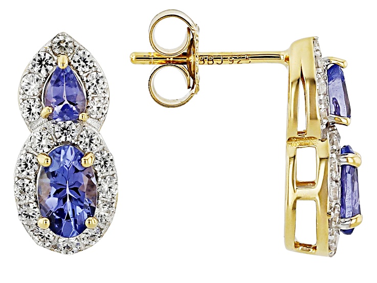 Tanzanite With White Zircon 18k Yellow Gold Over Sterling