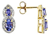 Tanzanite With White Zircon 18k Yellow Gold Over Sterling Silver Earrings 1.70ctw