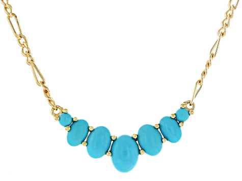 Sleeping Beauty Turquoise 18k Yellow Gold Over Sterling Silver 18" Necklace