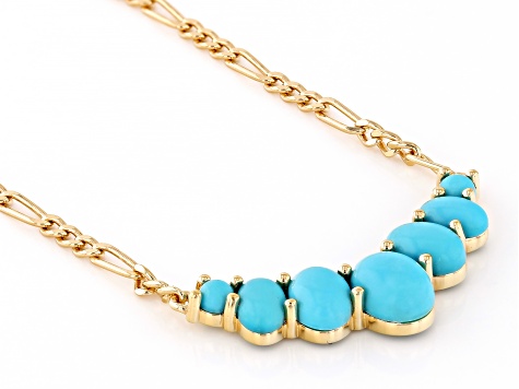 Sleeping Beauty Turquoise 18k Yellow Gold Over Sterling Silver 18" Necklace