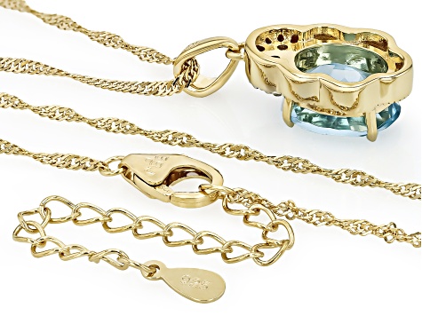Sky Blue Topaz, London Topaz, Zircon 18k Yellow Gold Over