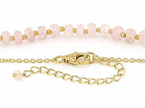 Morganite and 18K Rose Gold Bead Bracelet | Bead Bracelet | Beaded Bracelet | Real Gold Beads | Unisex 2024 Gift | Yellow Gold | Stretch Bracelet