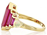 Lab Created Ruby With Ethiopian Opal 18k Yellow Gold Over Sterling Silver Ring 4.67ctw