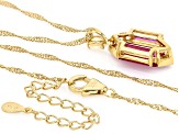 Lab Created Ruby With Ethiopian Opal 18k Yellow Gold Over Sterling Silver Pendant With Chain 3.91ctw