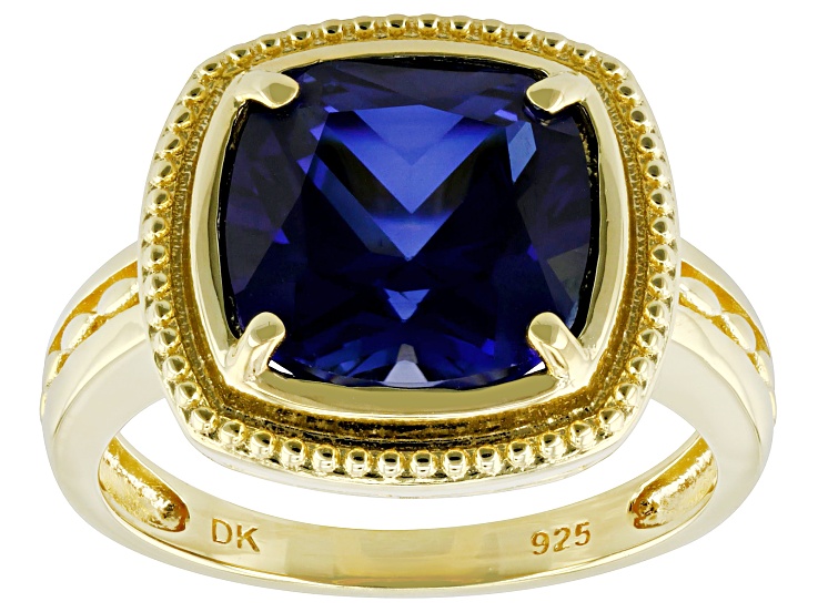 Blue Lab Created Sapphire 18k Yellow Gold Over Sterling
