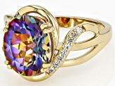 Northern Light Quartz With White Zircon 18k Yellow Gold Over Sterling Silver Ring