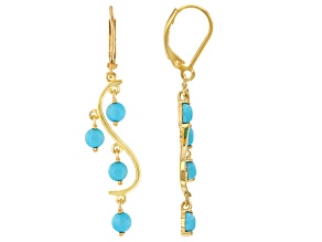 Sleeping Beauty Turquoise 18k Yellow Gold Over Sterling Silver Earrings