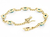 Oval Composite Turquoise 18k Yellow Gold Over Sterling Silver Bracelet