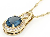 Lab Created Teal Spinel 18k Yellow Gold Over Sterling Silver Pendant With Chain 2.92ctw