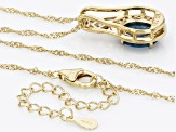 Lab Created Teal Spinel 18k Yellow Gold Over Sterling Silver Pendant With Chain 2.92ctw