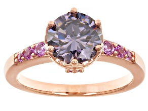 Purple Strontium Titanate With Lab Pink Sapphire 18k Rose Gold Over Sterling Silver Ring 2.81ctw