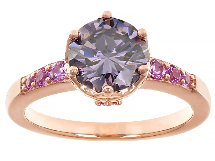 Purple Strontium Titanate With Pink Lab Sapphire 18k Rose