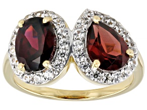 Red Garnet With Rhodolite and White Zircon 18k Yellow Gold Over Sterling Silver Ring 3.09ctw