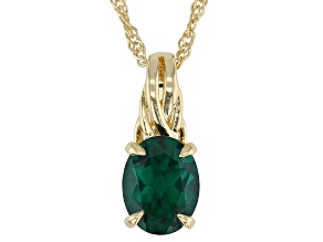 Green Lab Created Emerald 18k Yellow Gold Over Sterling Silver Pendant With Chain 1.44ct