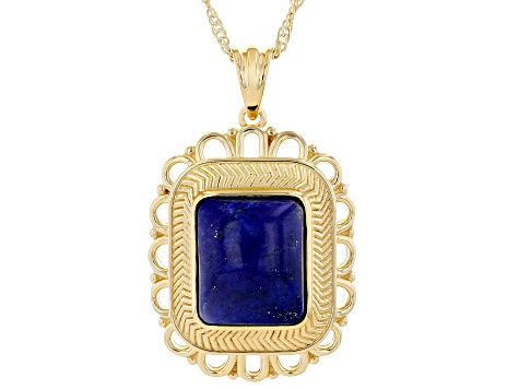 Lapis Lazuli 18k Yellow Gold Over Sterling Silver Pendant With Chain