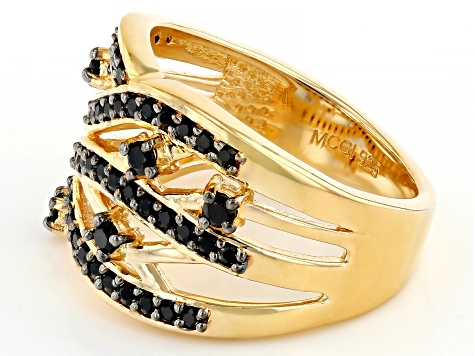 Black Spinel 18k Yellow Gold Over Sterling Silver Ring 0.72