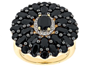 Black Spinel With White Zircon 18k Yellow Gold Over Sterling Silver Ring 6.94ctw