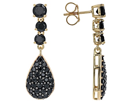 Black Spinel 18k Yellow Gold Over Sterling Silver Earrings 4.47ctw