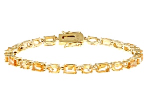 Yellow Brazilian Citrine 18k Yellow Gold Over Sterling Silver Tennis Bracelet 12.79ctw